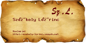 Székely Lőrinc névjegykártya