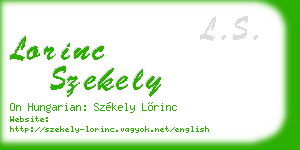 lorinc szekely business card